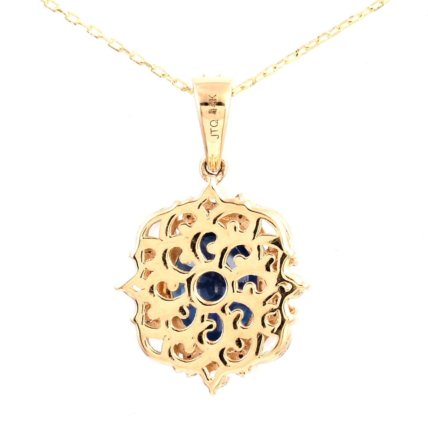 3.55 Ct Oval Mixed Cut Sapphire 14K Gold Pendant