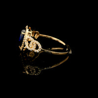 1.53 Ct Pear Mixed Cut Lab Grown Sapphire 14K Gold Ring