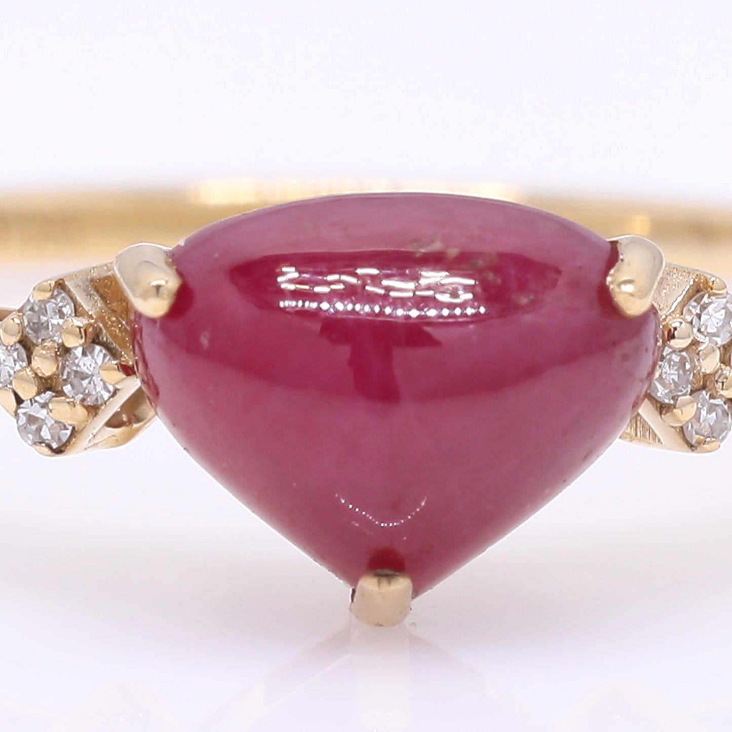 1.70 Ct Pear Cabochon Cut Natural Ruby 14K Gold Ring