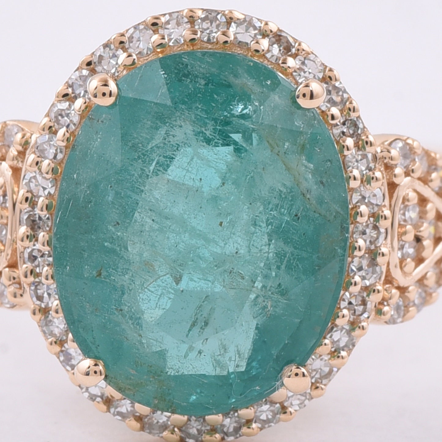 3.07 Ct Oval Natural Emerald 14K Gold Ring