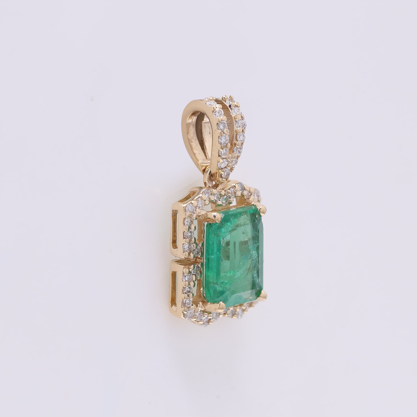 1.33 Ct Octagon Step Cut Natural Emerald 14K Gold Pendant