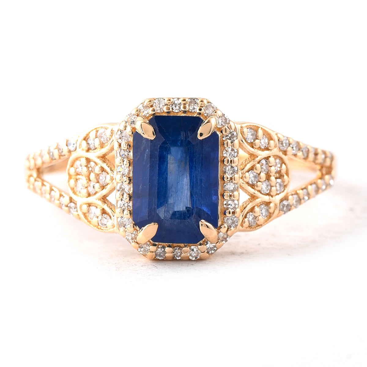 1.54 Ct Octagon Step Cut Natural Sapphire 14K Gold Ring