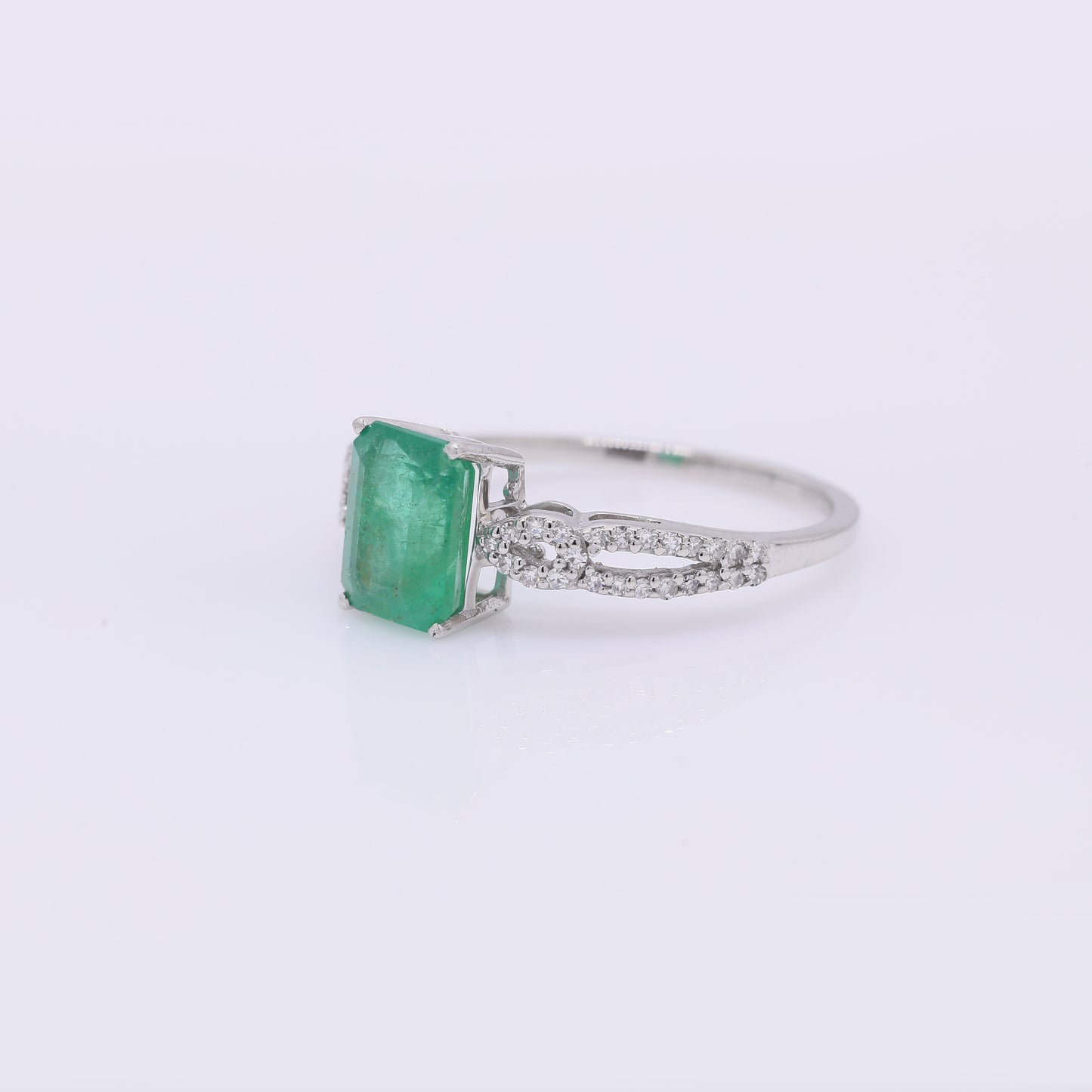 1.59 Ct Octagon Step Cut Natural Emerald 950 Platinum Ring