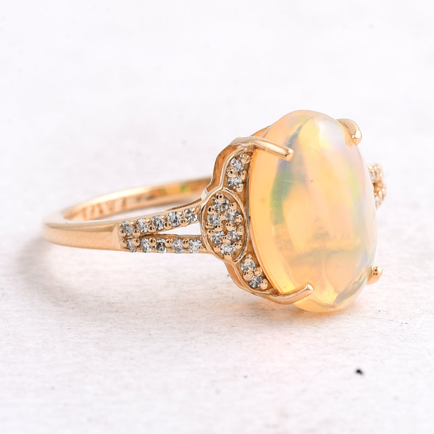 2.33 Ct Oval Cabochon Cut Natural Opal 14K Gold Ring