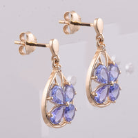 2.27 Ct Pear Natural Tanzanite 14K Gold Earrings