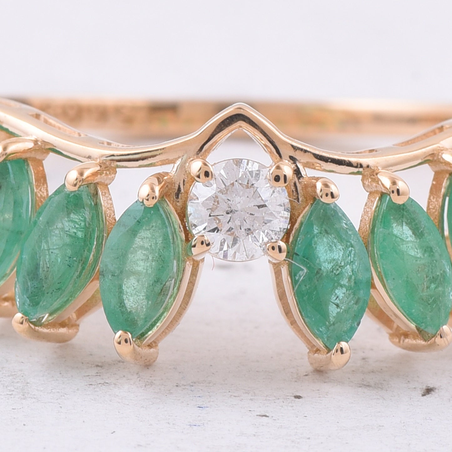 1.15 Ct Marquise Natural Emerald 14K Gold Ring