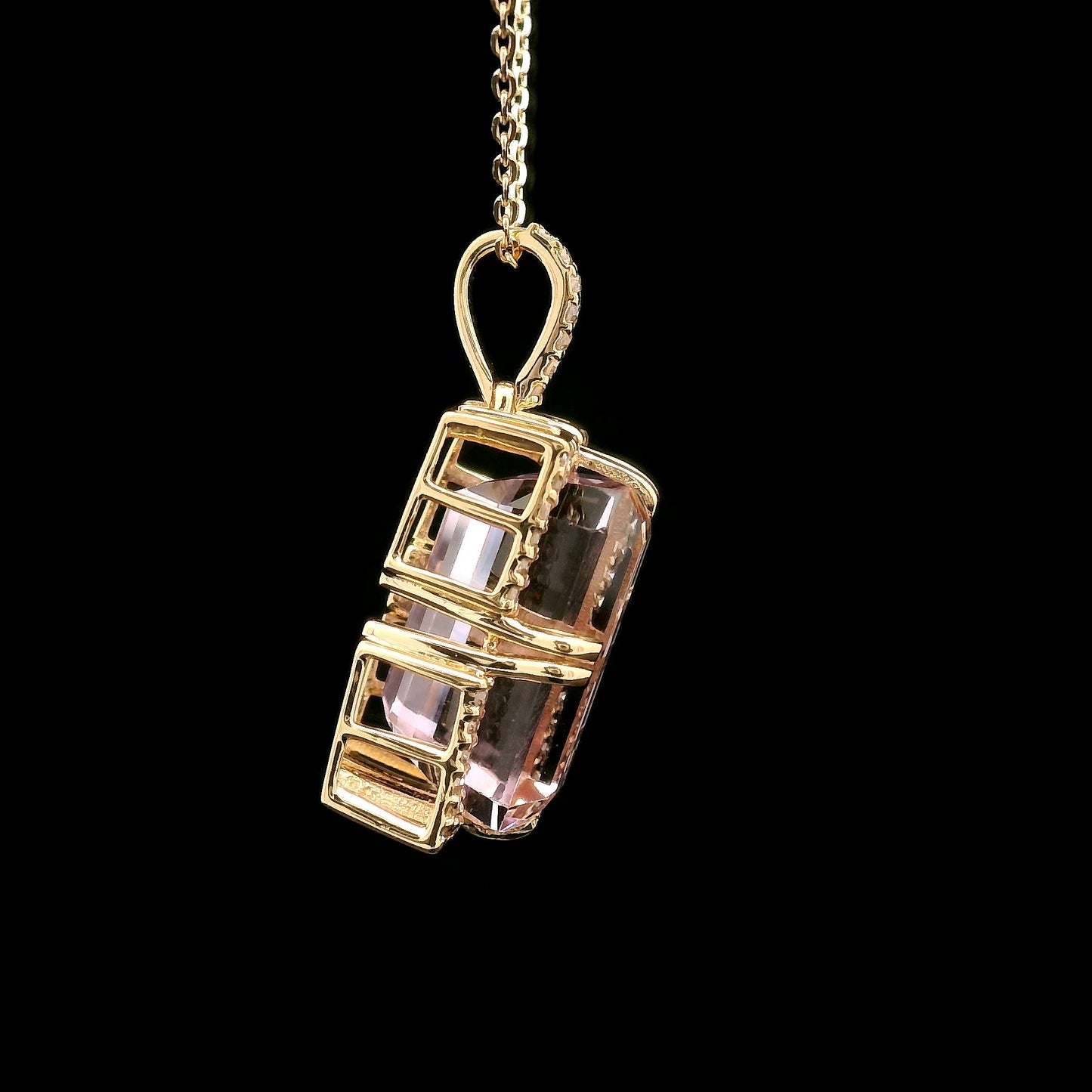 6.60 Ct Octagon Kunzite 14K Gold Pendant