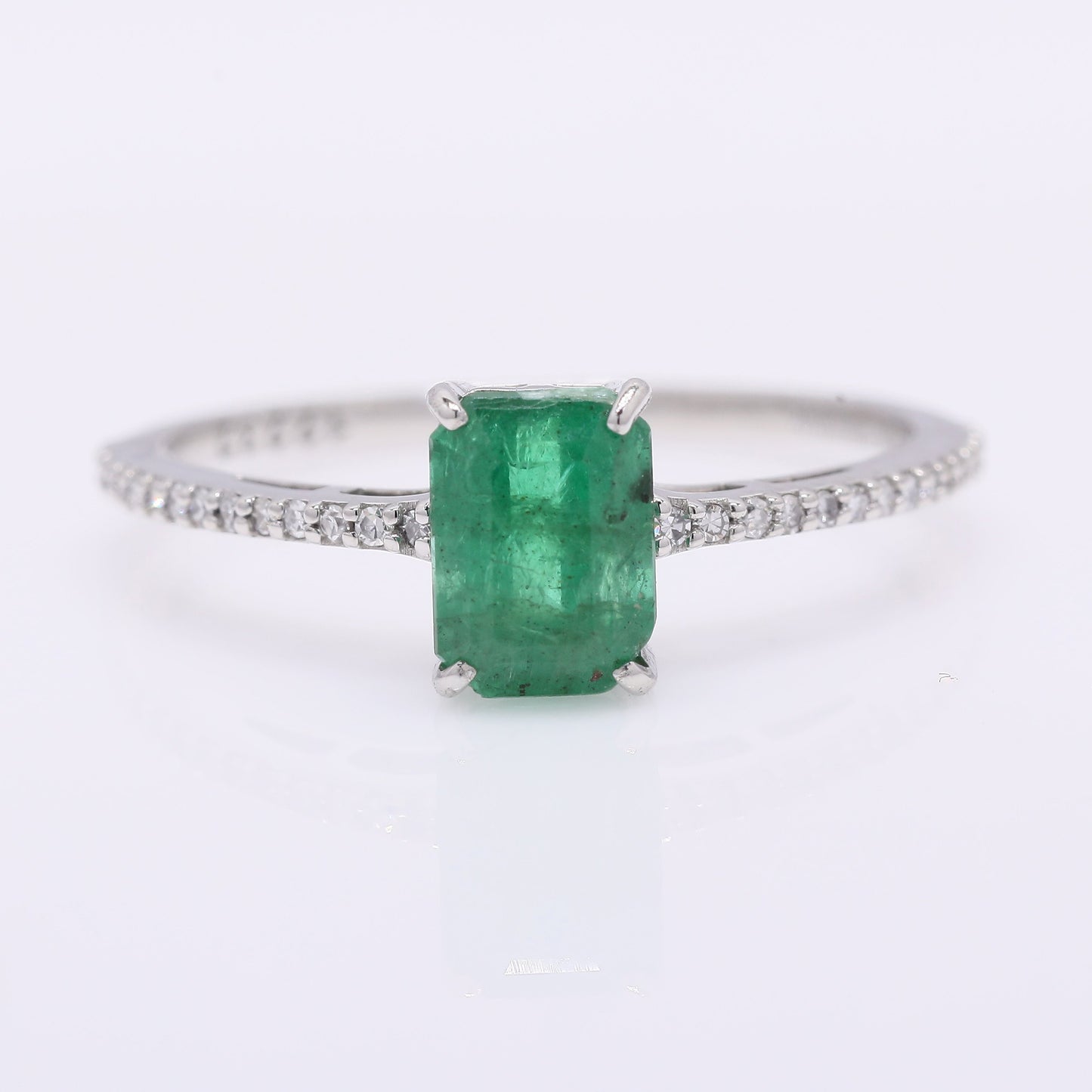 1.40 Ct Octagon Step Cut Natural Emerald 950 Platinum Ring