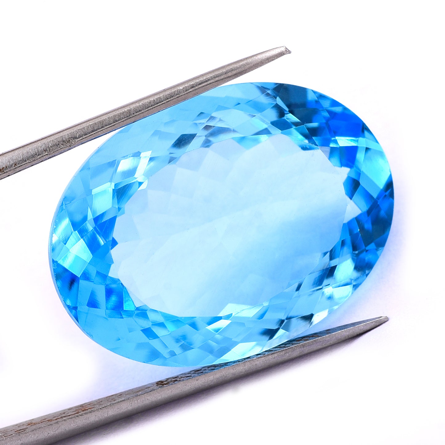 34.74 Natural Blue Topaz Oval Mixed Cut Gemstone