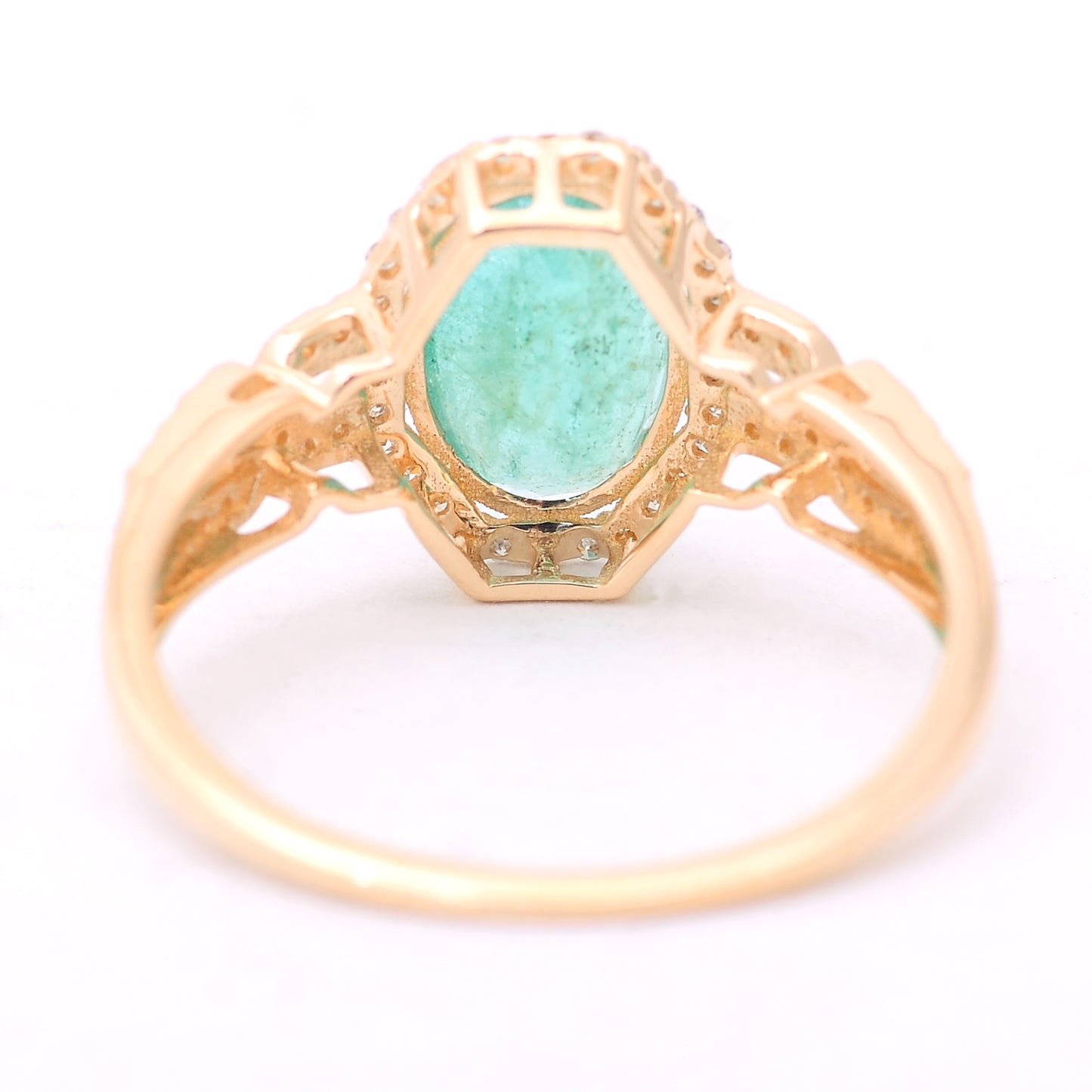 1.87 Ct Oval Mixed Cut Natural Emerald 14K Gold Ring