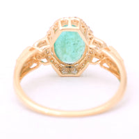 1.87 Ct Oval Mixed Cut Natural Emerald 14K Gold Ring