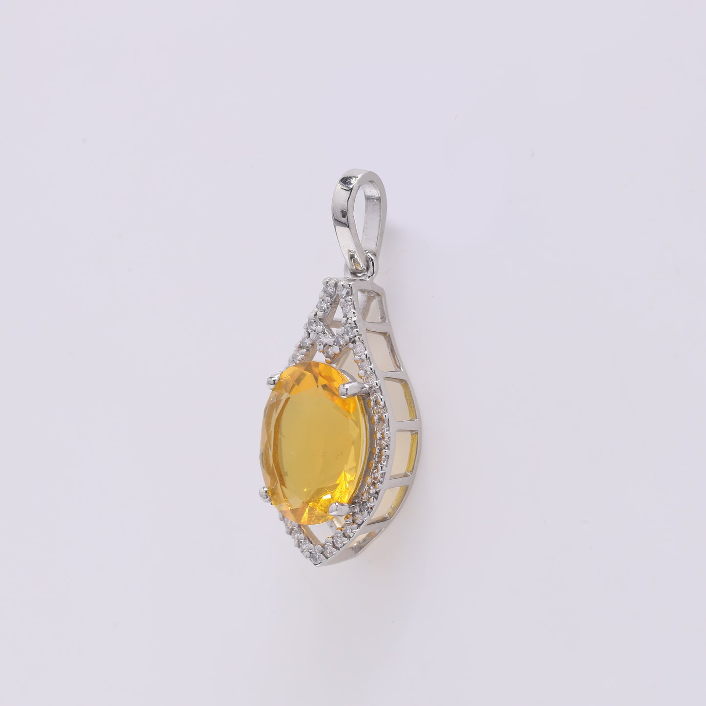 1.83 Ct Oval Mixed Cut Natural Fire Opal 950 Platinum Pendant