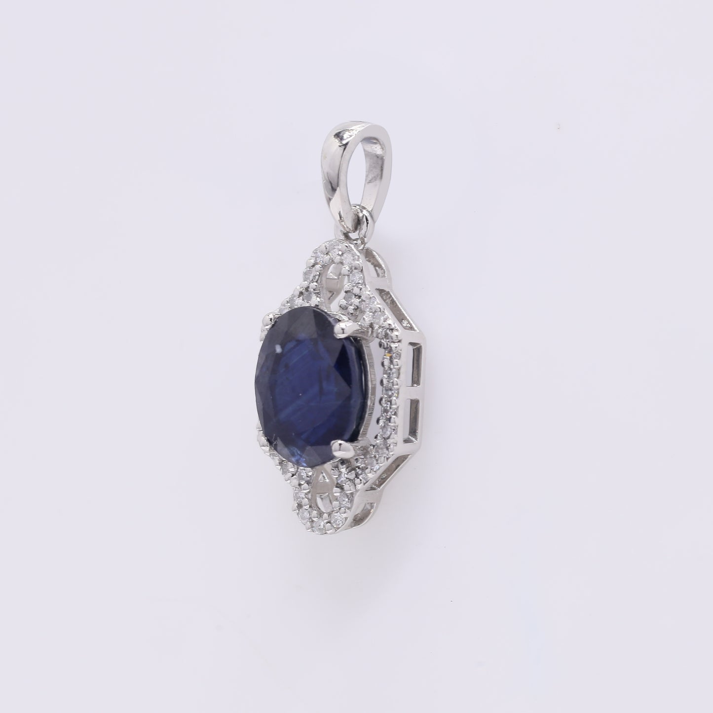 2.09 Ct Oval Mixed Cut Natural Sapphire 950 Platinum Pendant