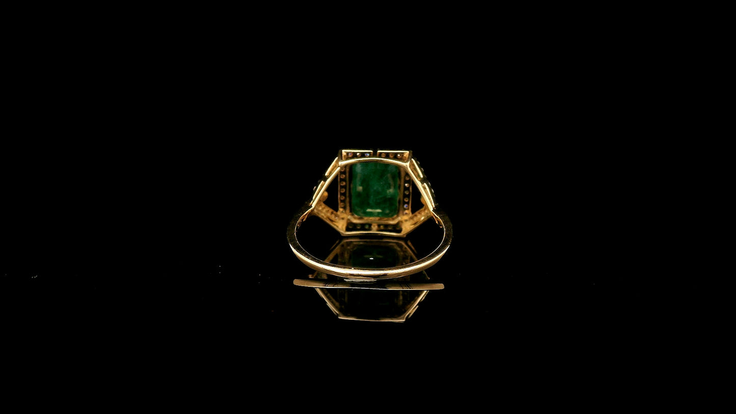 2.04 Ct Octagon Natural Emerald 14K Gold Ring
