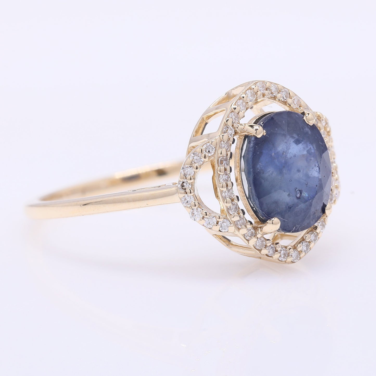 2.79 Ct Oval Mixed Cut Natural Sapphire 14K Gold Ring