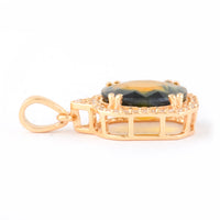 3.22 Ct Oval Mixed Cut Natural Bi Coloured Sapphire 14K Gold Pendant
