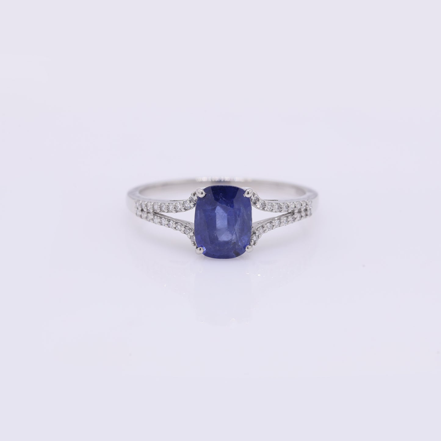 1.97 Ct Cushion Mixed Cut Natural Sapphire 950 Platinum Ring