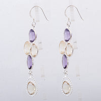 13.85 Ct Amethyst, Citrine 925 Sterling Silver Earrings