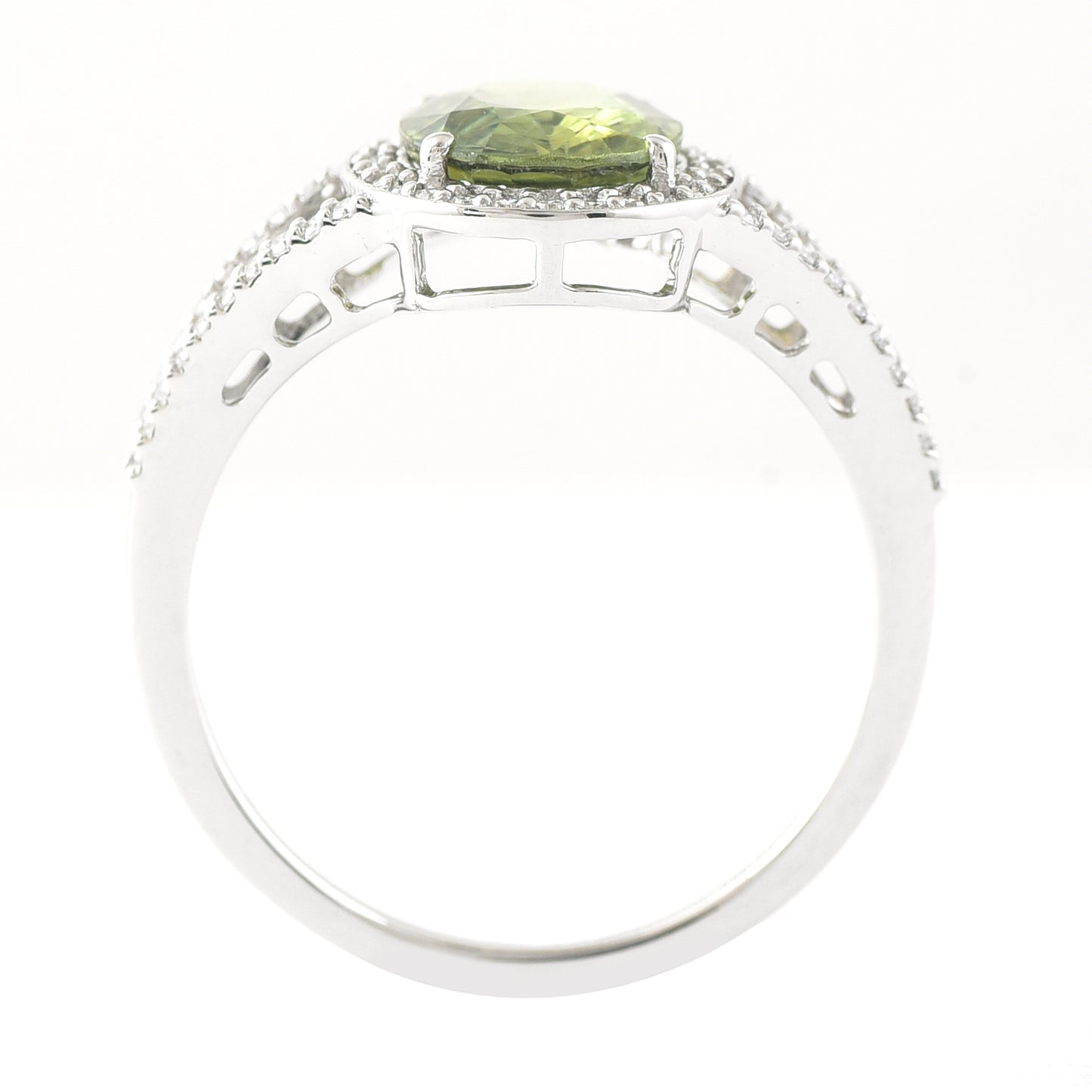2.40 Ct Oval Mixed Cut Natural Green Sapphire 950 Platinum Ring