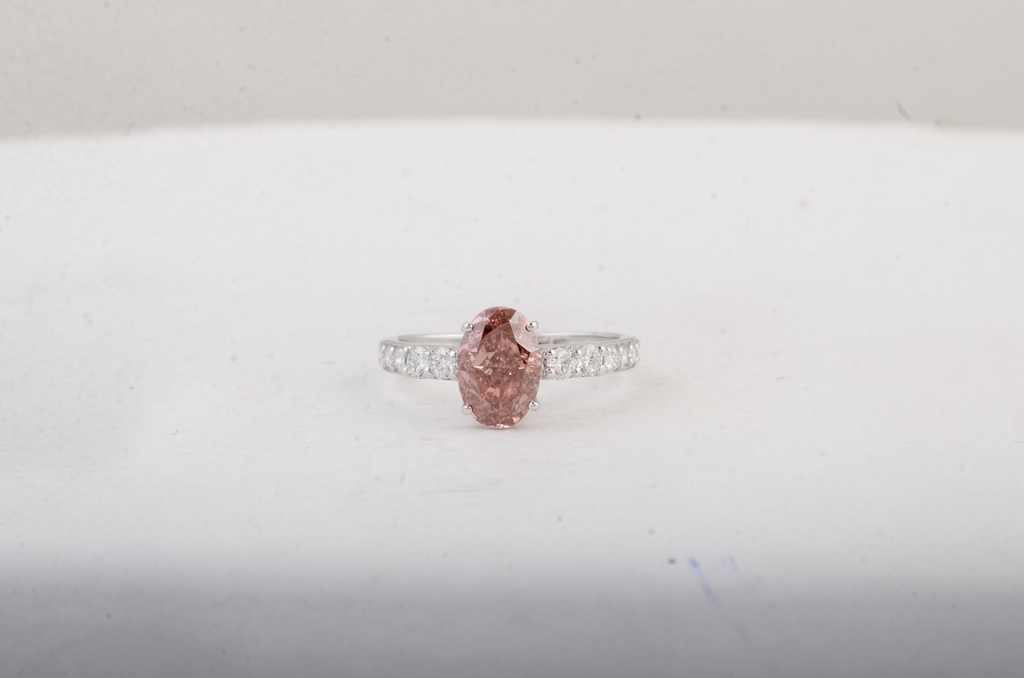 2.44 Carats Fancy Pink Lab Grown Diamond 14K Gold Ring