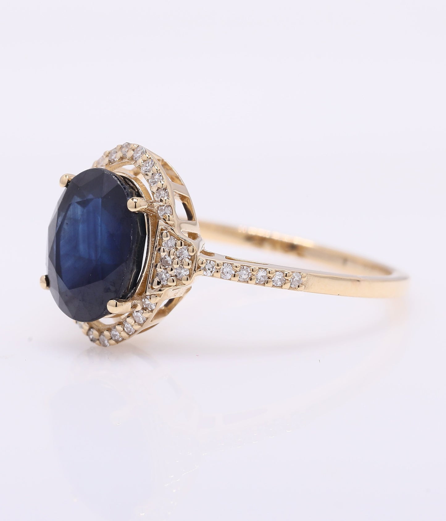 3.05 Ct Oval Mixed Cut Natural Sapphire 14K Gold Ring