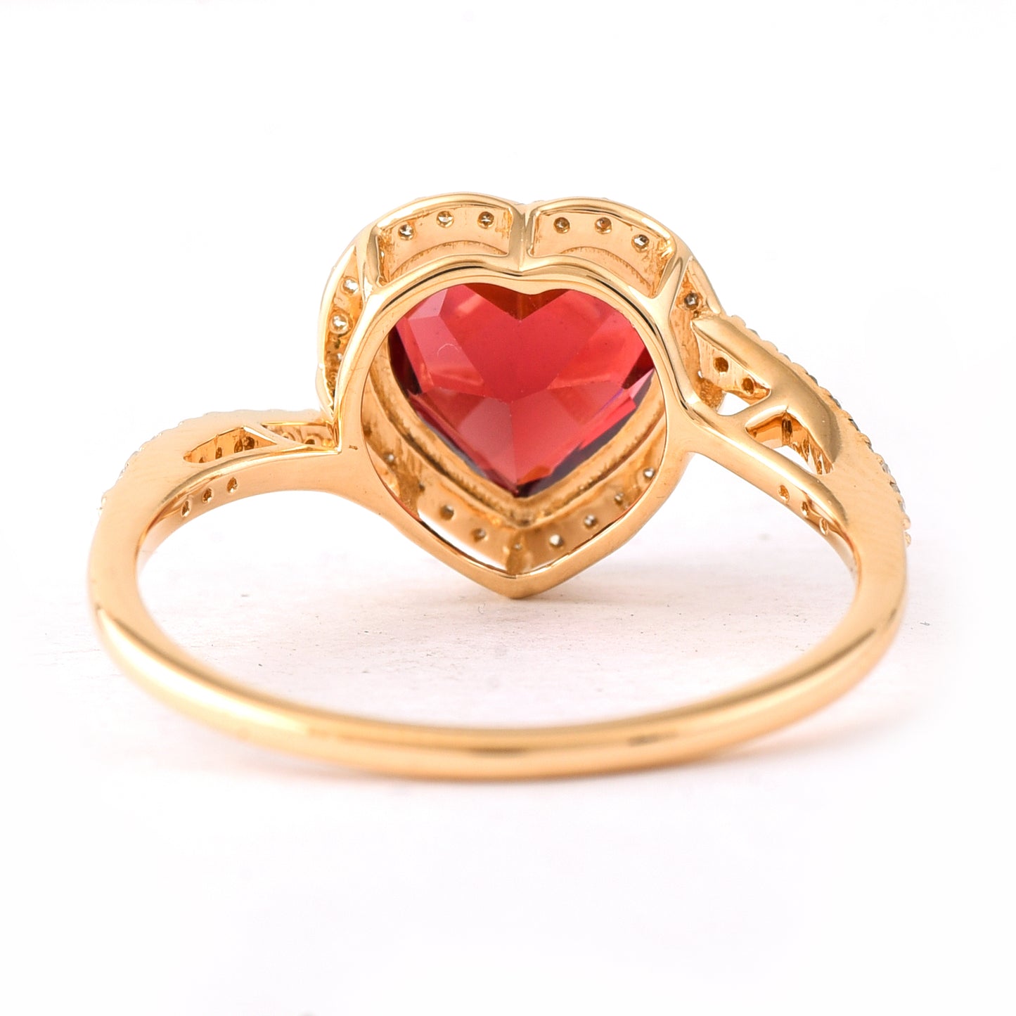 2.46 Ct Heart Mixed Cut Natural Garnet 14K Gold Ring