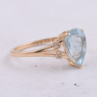 1.61 Ct Pear Natural Aquamarine 14K Gold Ring