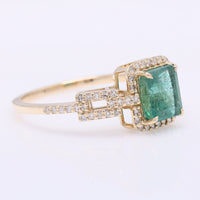 1.42 Ct Octagon Step Cut Natural Emerald 14K Gold Ring