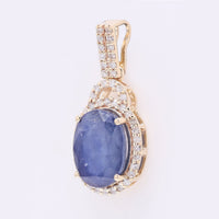 2.91 Ct Oval Mixed Cut Natural Sapphire 14K Gold Pendant
