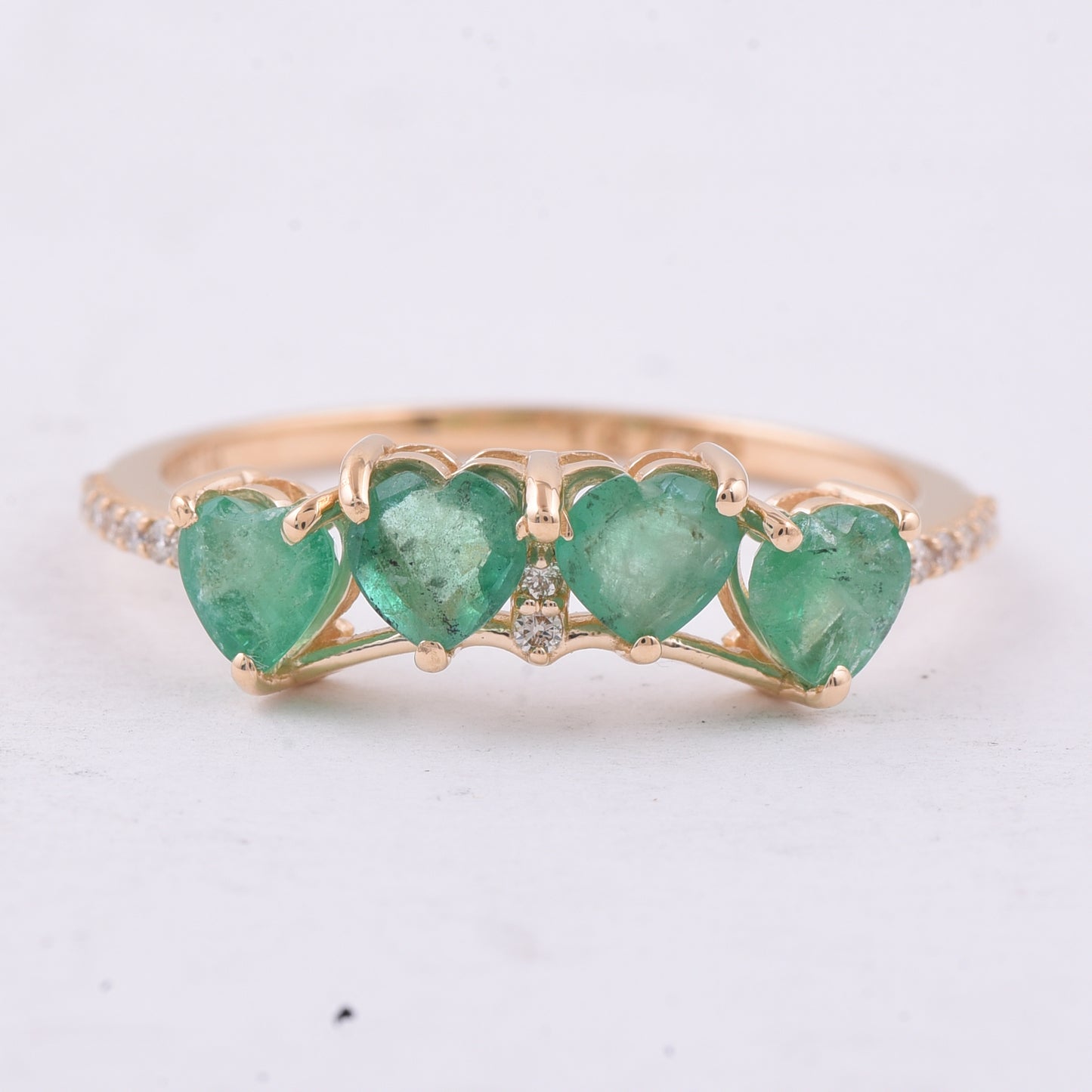 1.08 Ct Heart Natural Emerald 14K Gold Ring