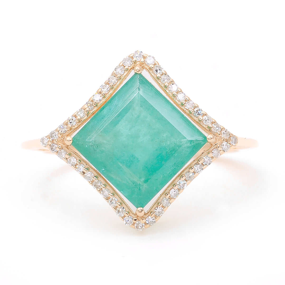 3.19 Ct Square Natural Emerald 14K Gold Ring