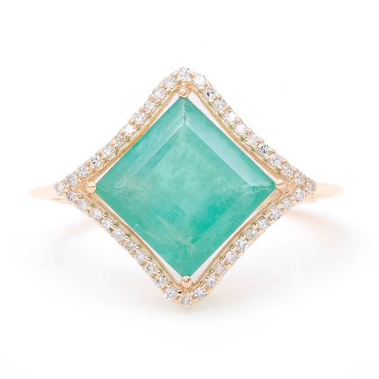 3.19 Ct Square Natural Emerald 14K Gold Ring