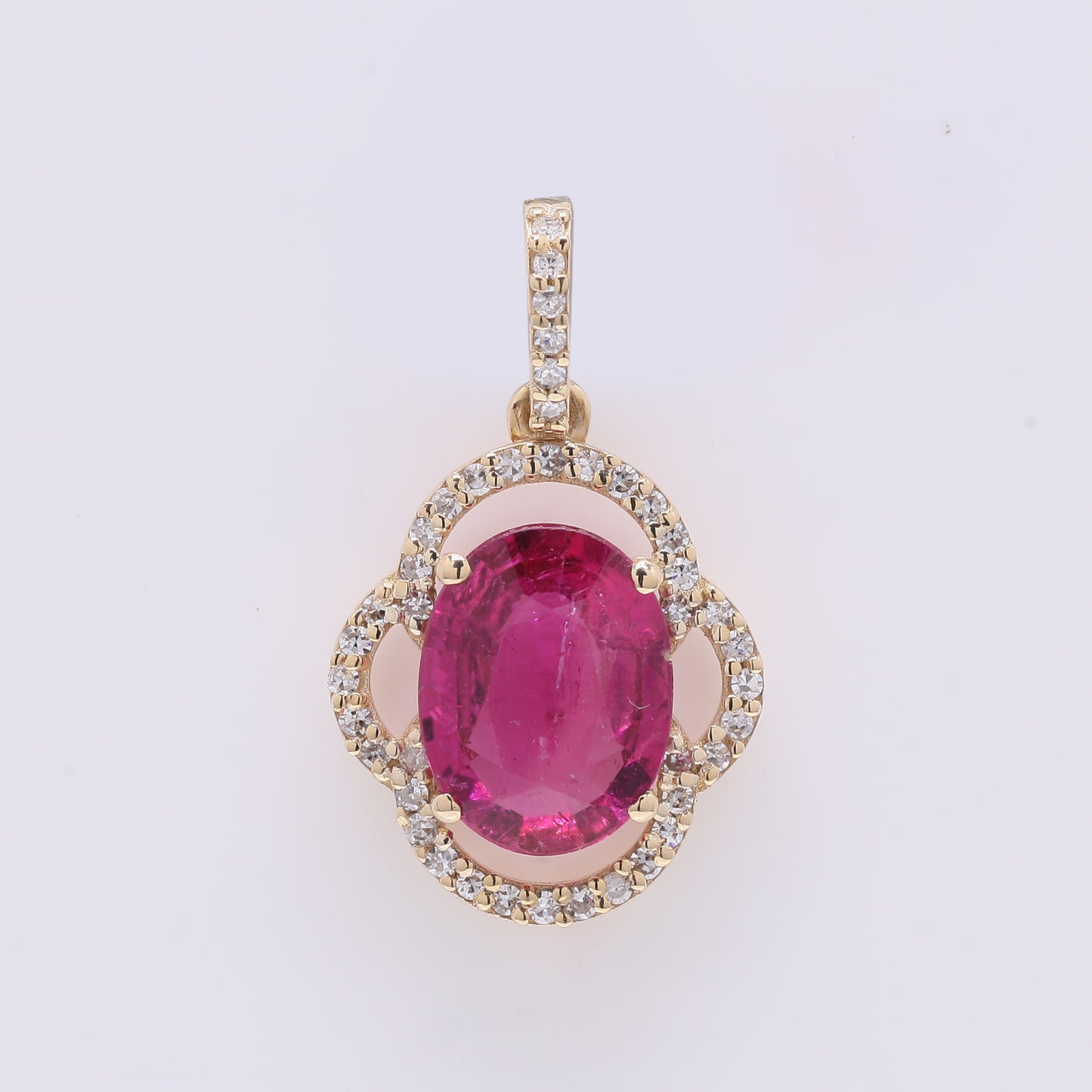1.47 Ct Oval Mixed Cut Natural Tourmaline 14K Gold Pendant