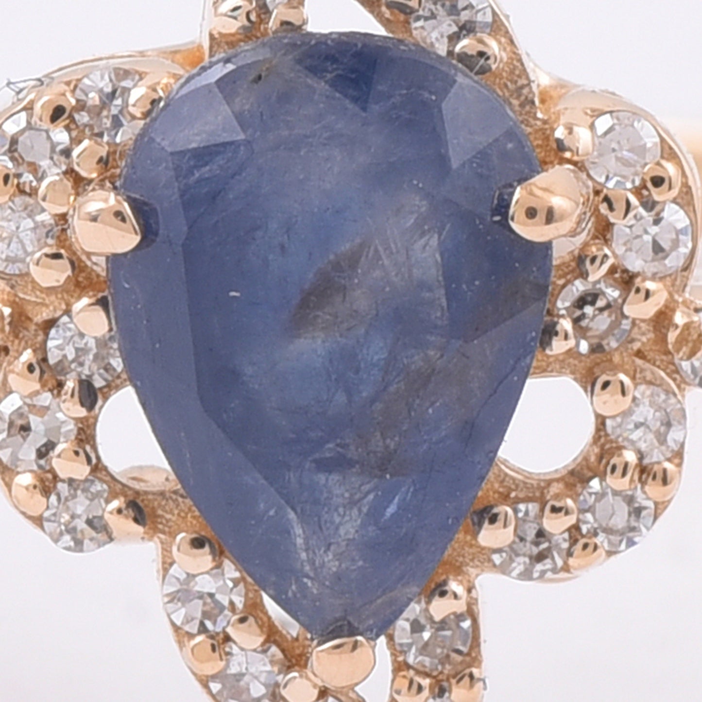 1.00 Ct Pear Natural Sapphire 14K Gold Ring