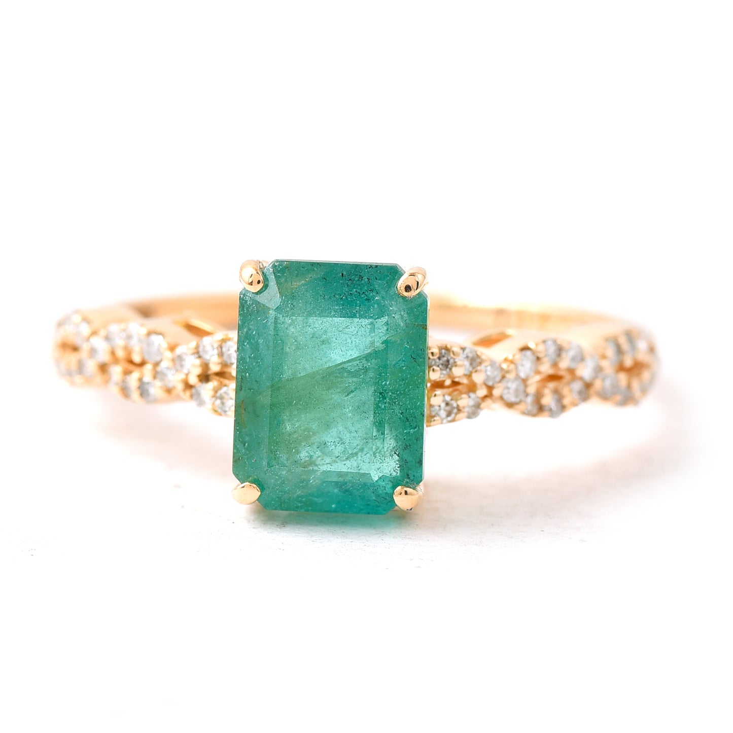 2.11 Ct Octagon Emerald 14K Gold Ring