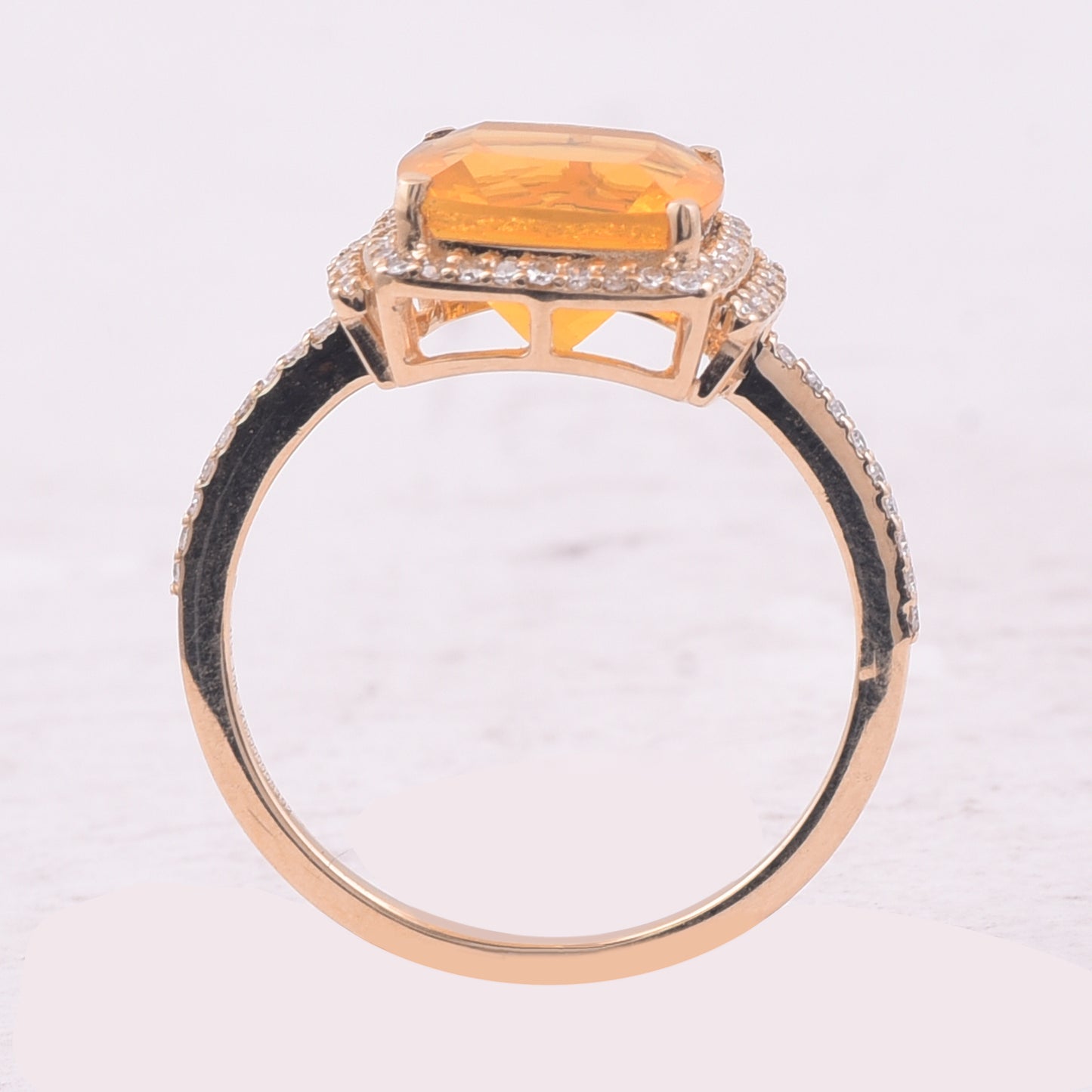 2.20 Ct Cushion Mixed Cut Natural Fire Opal 14K Gold Ring