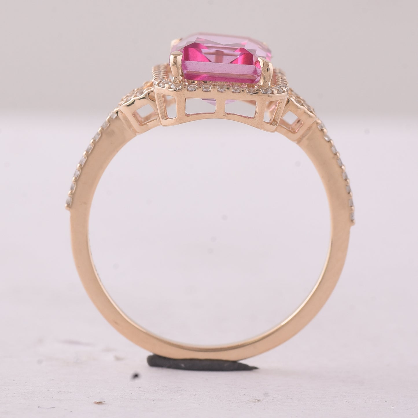3.49 Ct Octagon Pink Topaz 9K Gold Ring