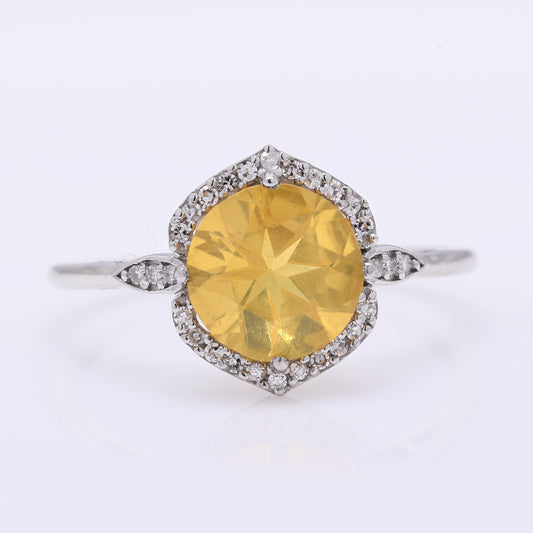 1.20 Ct Round Mixed Cut Natural Fire Opal 950 Platinum Ring