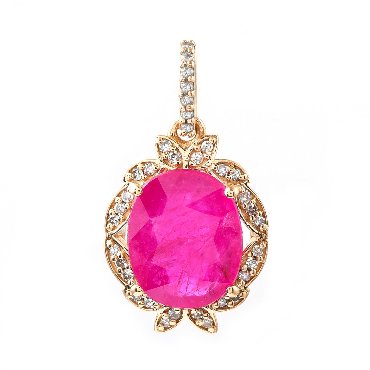 1.21 Ct Oval Mixed Cut Natural Ruby 14K Gold Pendant