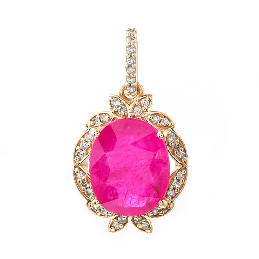 1.21 Ct Oval Mixed Cut Natural Ruby 14K Gold Pendant