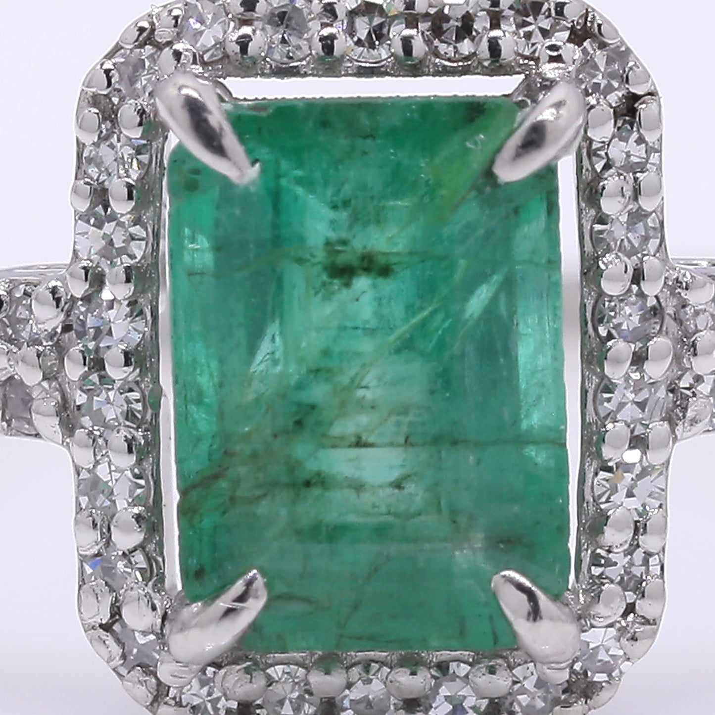 1.00 Ct Octagon Step Cut Natural Emerald 950 Platinum Ring