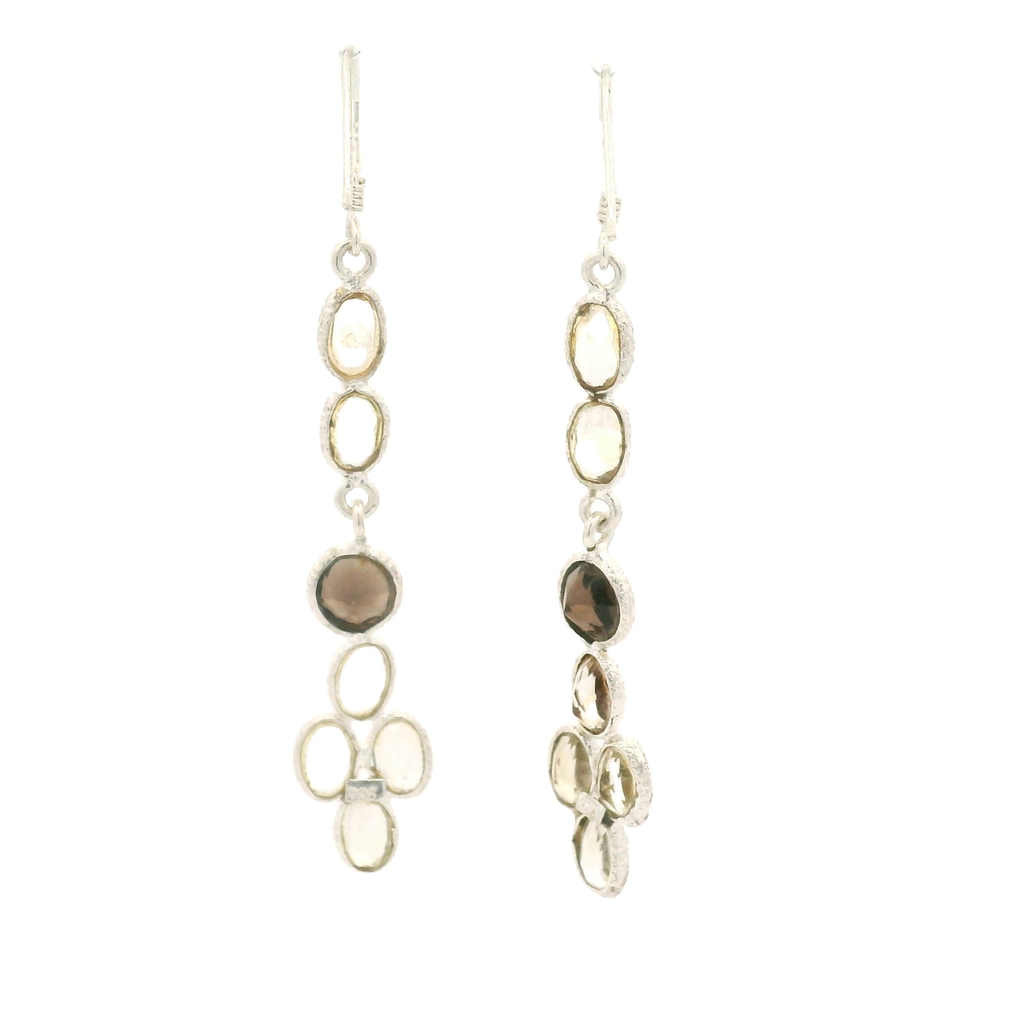 7.60 Ct Citrine, Smoky Quartz 925 Sterling Silver Earrings