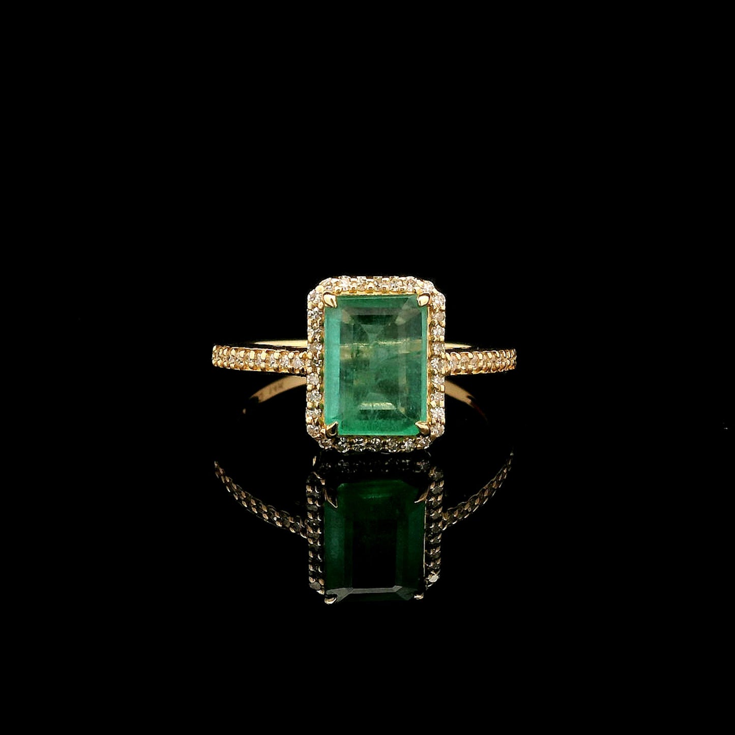 1.71 Ct Octagon Step Cut Natural Emerald 14K Gold Ring