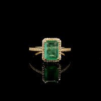 1.71 Ct Octagon Step Cut Natural Emerald 14K Gold Ring