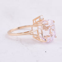 9.05 Ct Cushion Natural Kunzite 14K Gold Ring