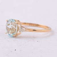 1.52 Ct Oval Natural Aquamarine 14K Gold Ring