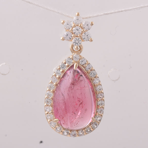 5.58 Ct Pear Tourmaline 9K Gold Pendant