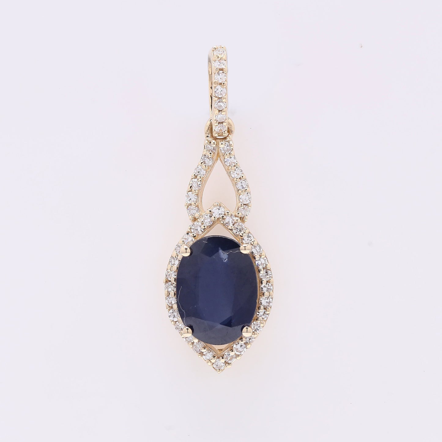 1.60 Ct Oval Mixed Cut Natural Sapphire 14K Gold Pendant
