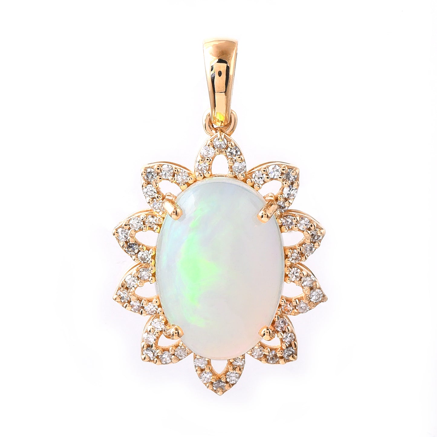2.35 Ct Oval Cabochon Cut Natural Opal 14K Gold Pendant