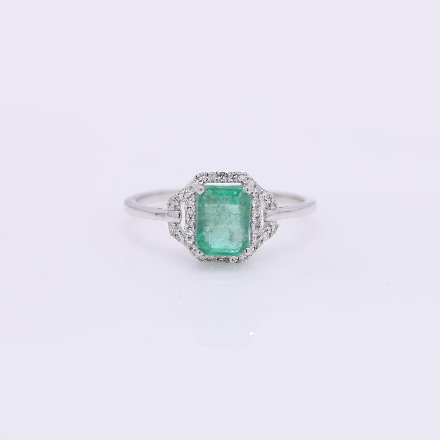 1.28 Ct Octagon Step Cut Natural Emerald 950 Platinum Ring